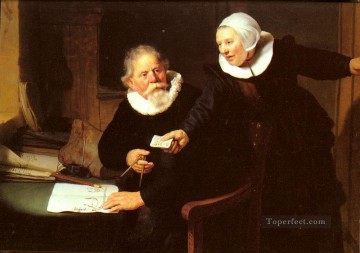 Jan Rijcksen y su esposa retrato Rembrandt Pinturas al óleo